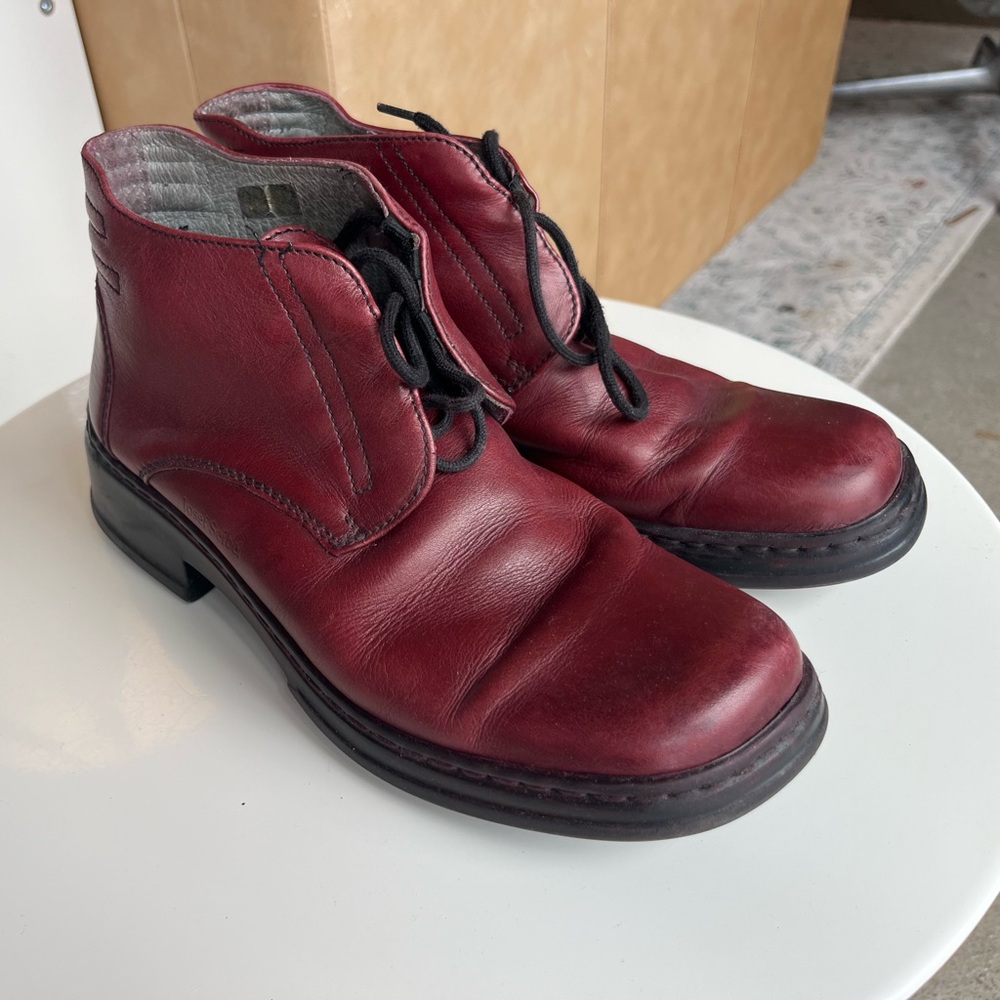 Josef Seibel Women’s Leather Ankle Boots Burgundy Red Size 40 Comfort Shoes